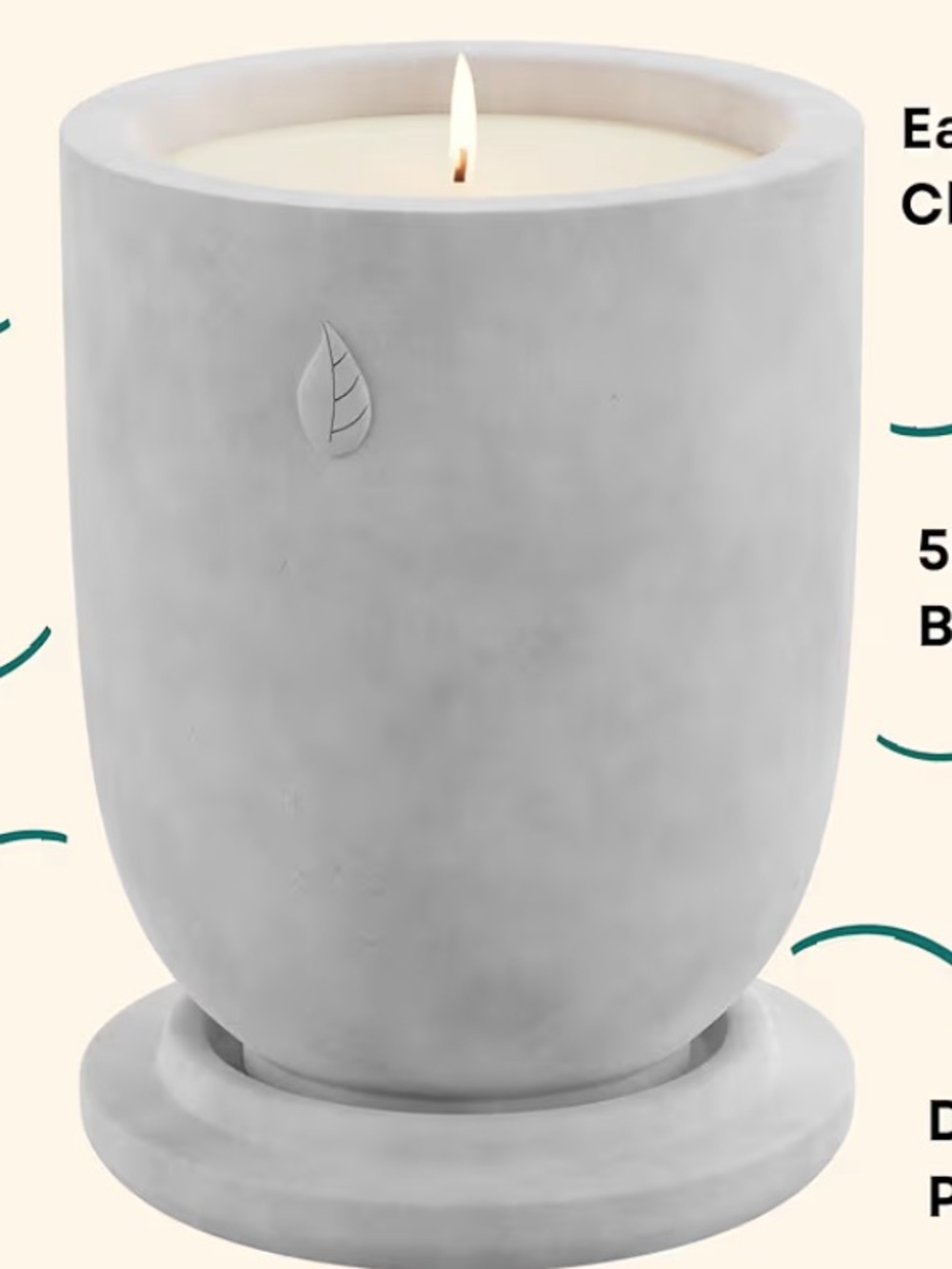 White Concrete Cement Vanilla Rose Soy Candle Planter - Aromatherapy New